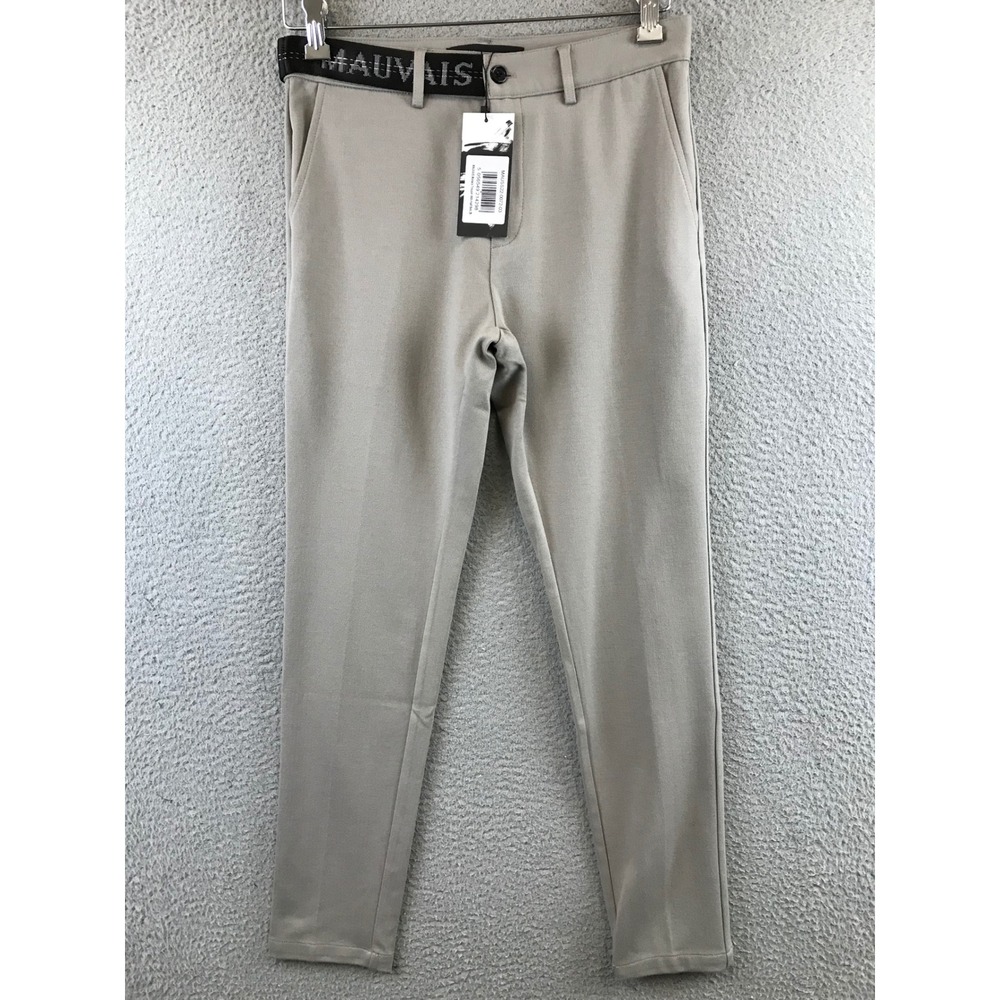 New MAUVAIS Monaco Trouser Mens Pants With Half Belt 28 Khaki New With Tags